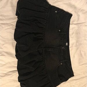 Black Ruffled Mini Skirt